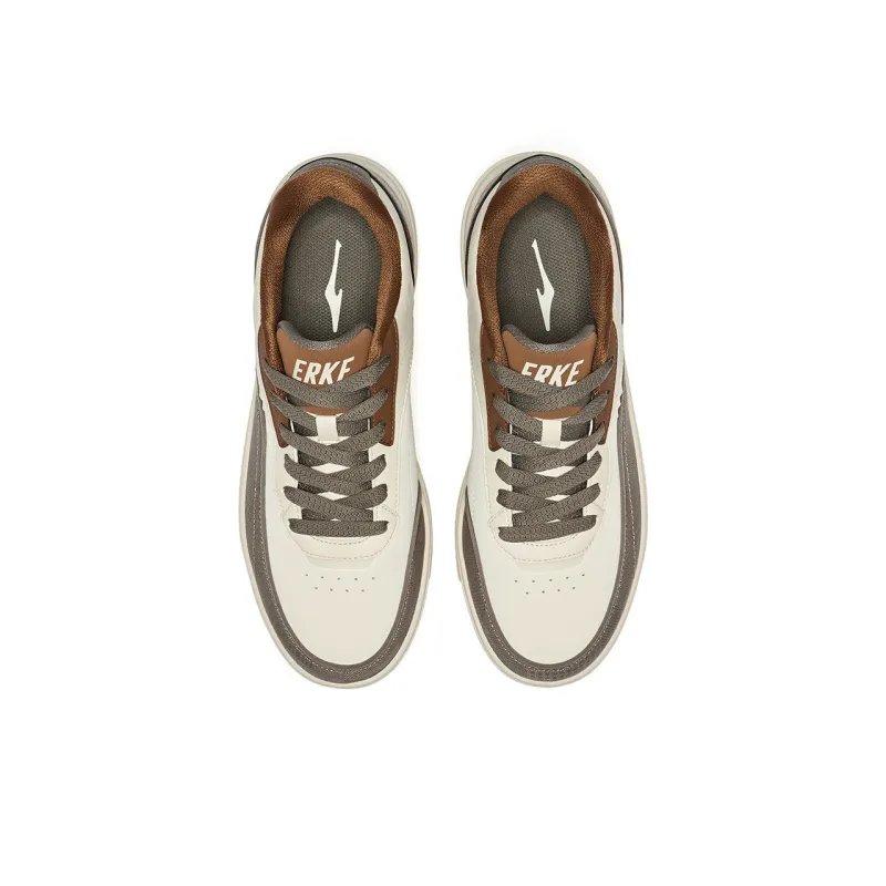 Erke Fun Play Durable Breathable Low-Top Skateboard Shoes Unisex Cream Gray Brown Stone-3