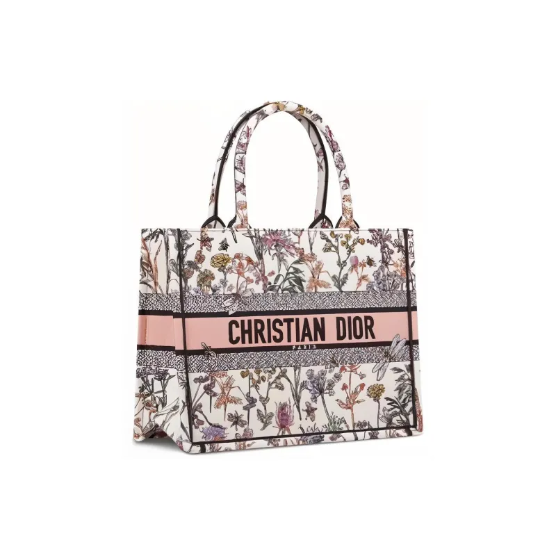 DIOR Embroidery Tote Bag, Shopping Bag, Handbag Medium Size Women's Multicolor-0
