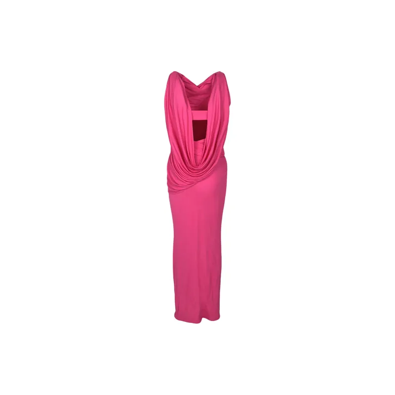 VERSACE Sleeveless Draped Cocktail Dress 'Pink'-1