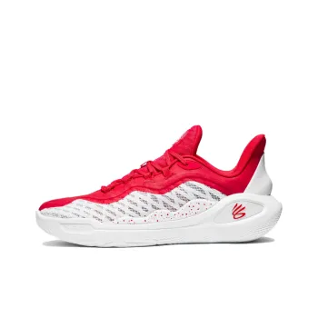 Under Armour Curry 11 Anti Slip Wear Resistant Low Top Basketball Shoes Unisex White Red