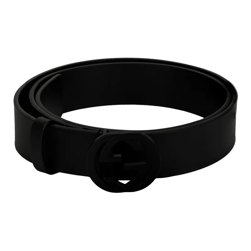 GUCCI Matte Interlocking G Belt Leather 1.5W-1