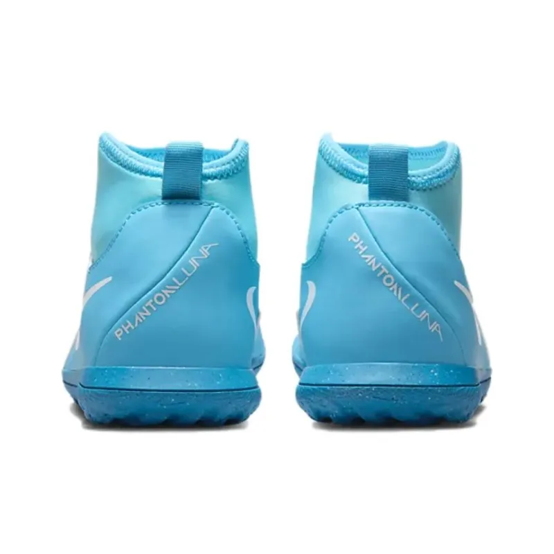 Nike Phantom Luna 2 Anti Slip Wear Resistant Mid Top Kids' Soccer Shoes Blue Teenagers-4