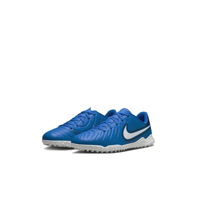 Nike Tiempo Legend 10 Anti Slip Wear Resistant Low Top Kids' Soccer Shoes Blue White Kids'-2