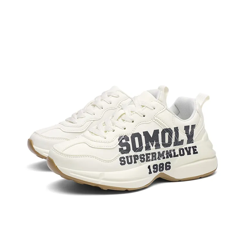 Swinsger Lightweight Height Increasing Low Top Chunky Sneakers Unisex Beige-1