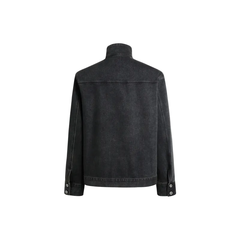 GOSNACE Denim Jacket Unisex Washed Black Gray-1