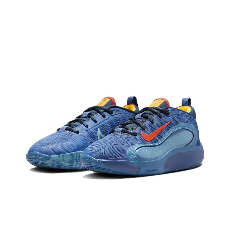 Nike ISOFLY Slip Resistant Cushioning Abrasion Resistant Breathable Low Top Children's Basketball Shoes Blue Unisex-2
