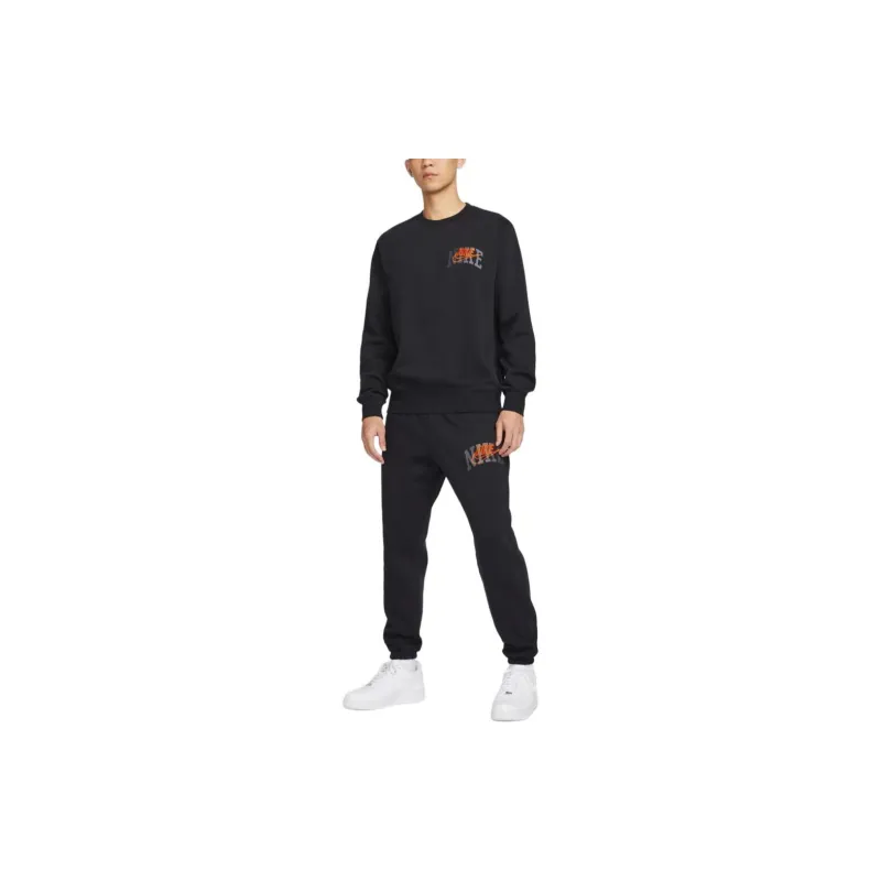 Nike Club Sweat Trainer Sweatshirt Men's Black/Safety Orange-2