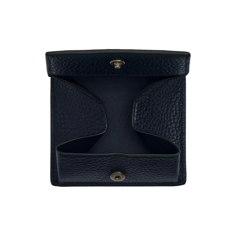 COACH Billfold Wallet High-Quality Pebbled Leather Coin Purse Mini Men's Midnight Navy-2