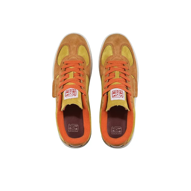 HOMDOON Anti Slip Wear Resistant Low Top Skateboard Shoes Unisex Orange Yellow-3