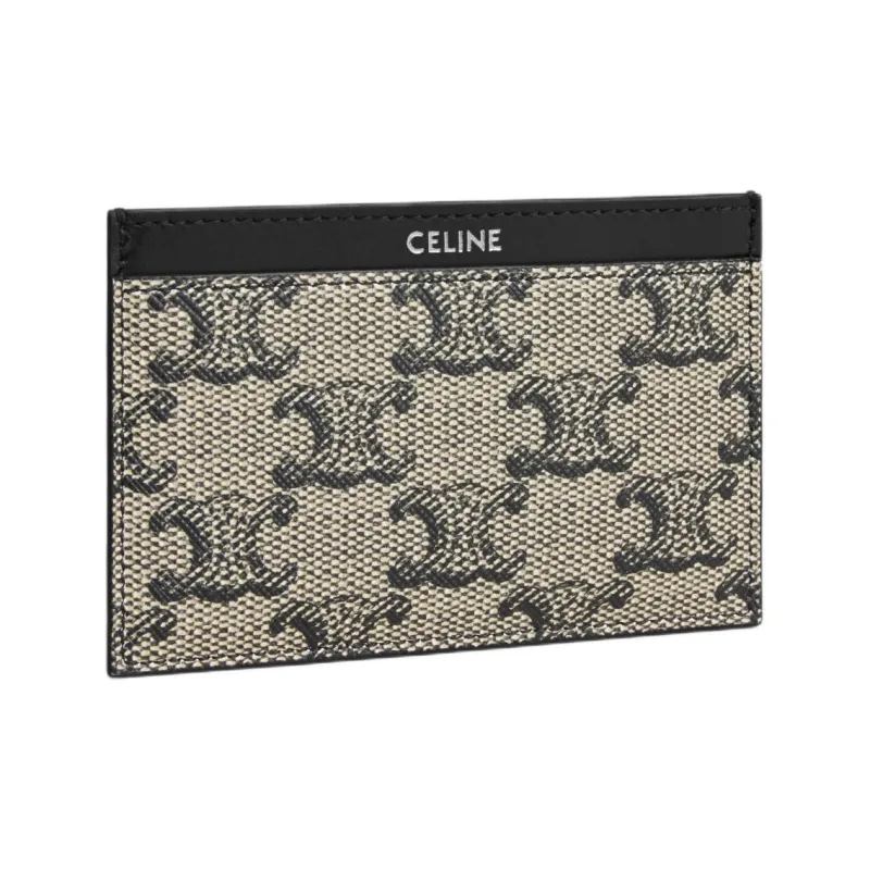 CELINE Triomphe Canvas Card Holder Men's Light Brown-1