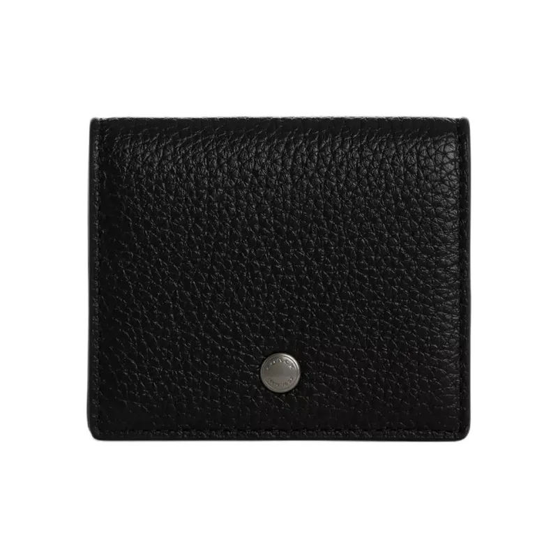 COACH High Quality Pebbled Leather Coin Purse Mini Men's Black-1