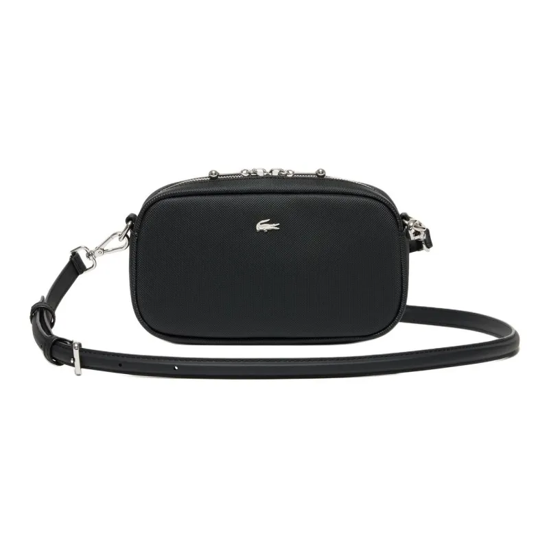 LACOSTE Synthetic Leather Shoulder Bag, Crossbody Bag Women's Black-0