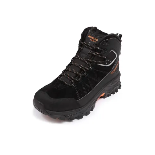 TOREAD Anti Slip Wear Resistant Mid Top Hiking Shoes Men's Black Orange