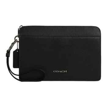 COACH Cow Leather Clutch Medium Size Men's Black