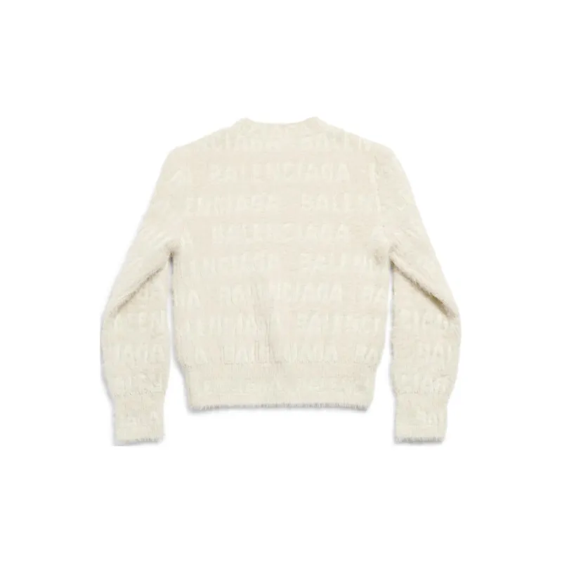 Balenciaga Allover Logo Furry Fitted Sweater-1