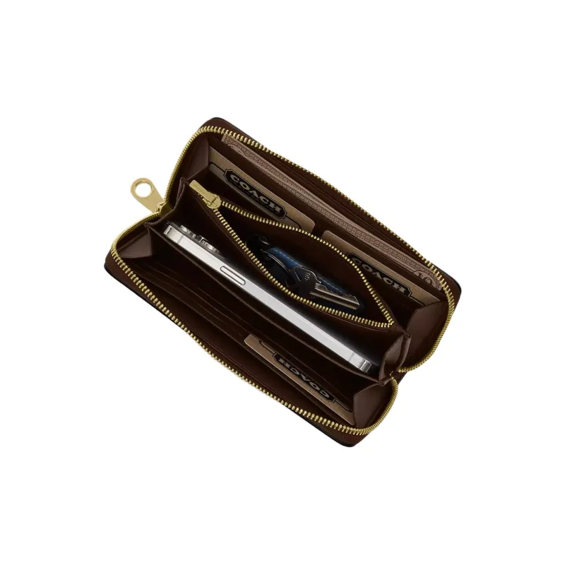 COACH Coated Canvas Wallet Trumpets Women's Walnut Wood-3