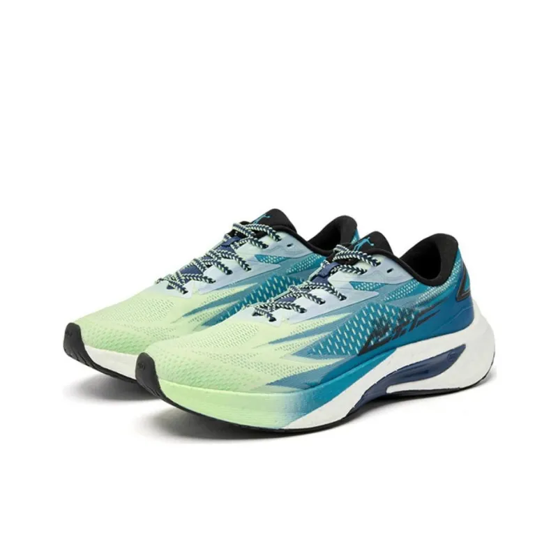 QIAODAN Flying Shadow 4.0 Coverage Rebound Slip Resistant Low Top Marathon Running Shoes Men's Green Blue-2