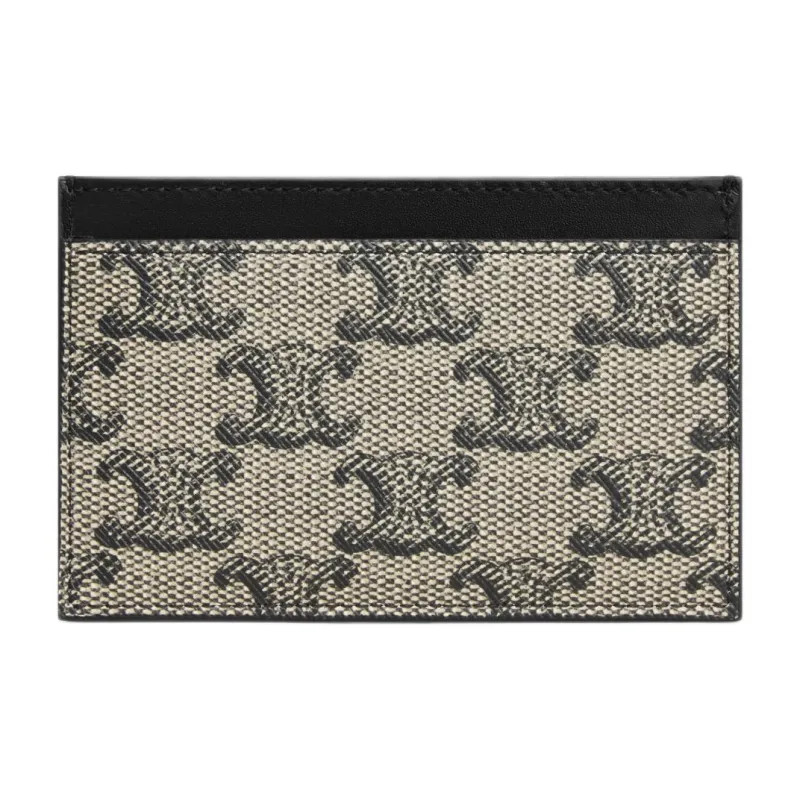 CELINE Triomphe Canvas Card Holder Men's Light Brown-2