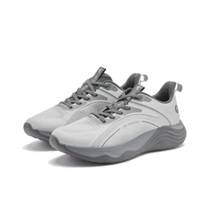 QIAODAN Anti Slip Wear Resistant Low Top Running Shoes Men's Gray-2