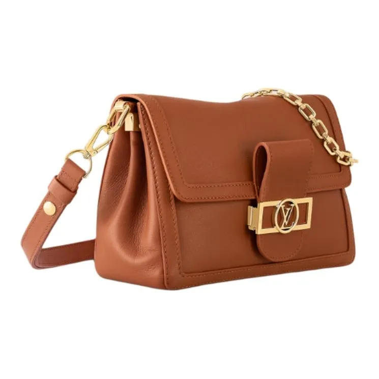 LOUIS VUITTON Dauphine Soft Calfskin Daphne Handbag Shoulder Bag Medium Size Women's Cognac Brown-1