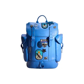 COACH Hitch Delicate Calfskin Backpack Large Size Unisex Blueberry