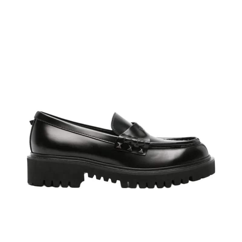 Valentino ROCKSTUD Loafers 3cm Women's Black-1