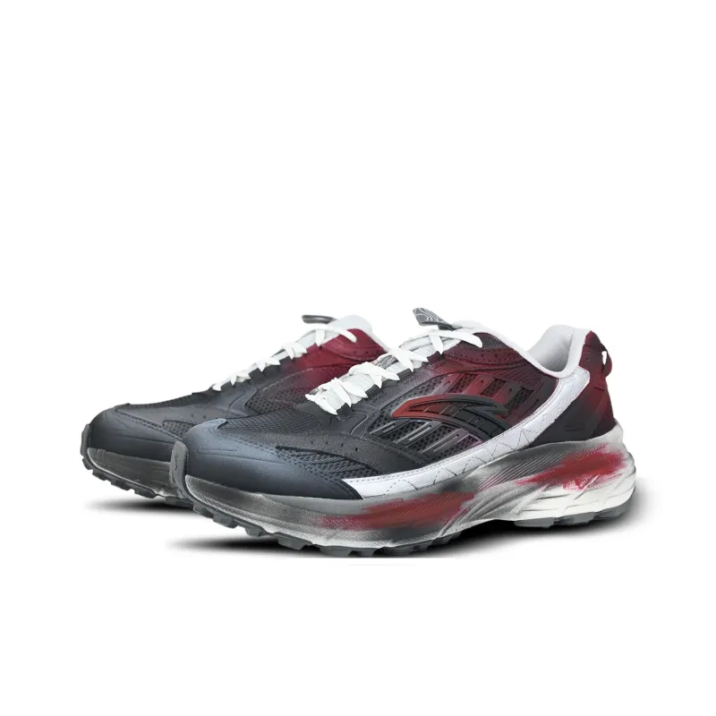 Anta AT957 Cushioning Anti-Slip And Wear-Resistant Low-Top Casual Running Shoes Men's Black Red-2