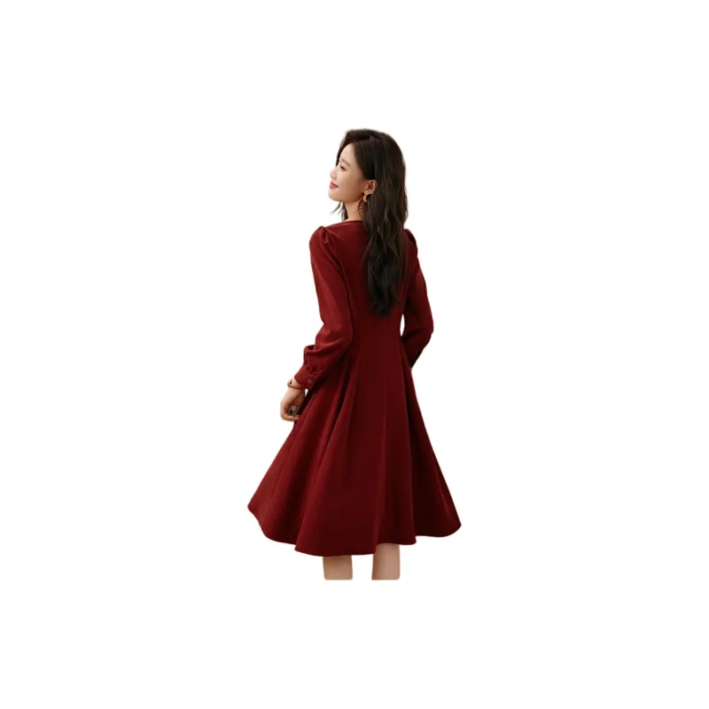 Mo Han Yi Mei Long Sleeved Dress Women's Red-1