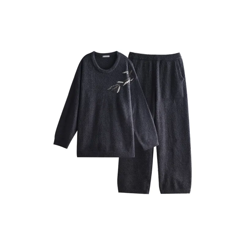 Same Language Pajama Set Men's Feather Black-0