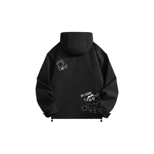 Crayon Shinchan Jackets Unisex Black Gold Foil