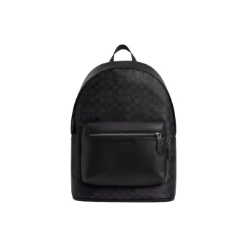 COACH Canvas Coated Canvas Backpack Large Size Unisex Charcoal