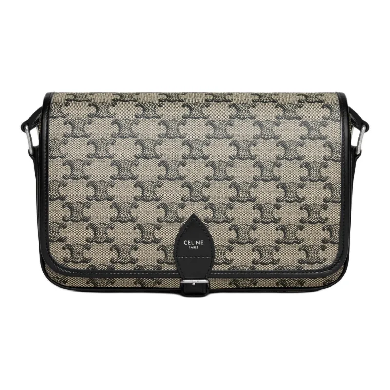 CELINE Canvas With Calfskin Shoulder Bag Small Size Unisex Light Umber-0