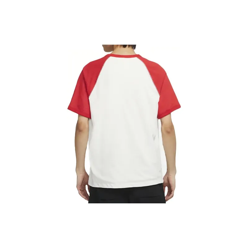 Nike T Shirts Men Sail White/Colored Oat/University Red-1