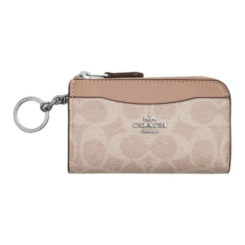 COACH Recycled Leather Card Holder Mini Women's Sand