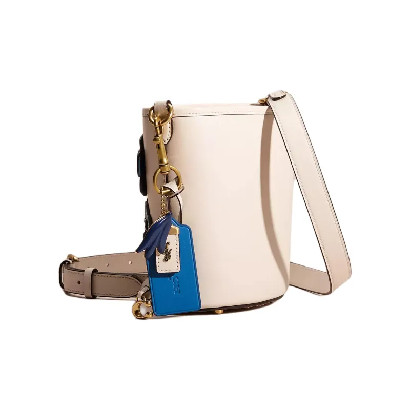 COACH Dakotah Leather Bucket Bags Shoulder Bag Crossbody Bag Handbag Small Size Women's Chalk White/Multicolor-1