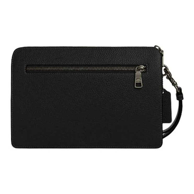 COACH Cow Leather Clutch Medium Size Men's Black-1