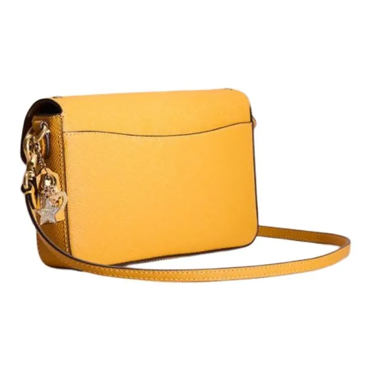 COACH Wyn Cross-Stitch Leather Shoulder Bag Crossbody Bag Small Size Women's Brass Gold Inlaid Phoenix Flower-1