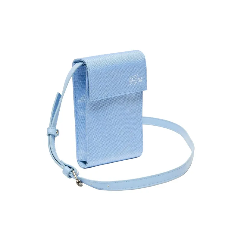 LACOSTE Nylon One Shoulder Crossbody Cell Phone Pouch Men's Light Blue-1