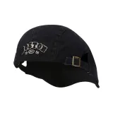 Black Embroidery Short Brim Beret
