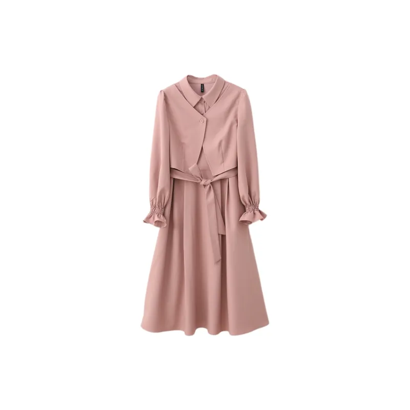 VIMLY Long Sleeved Dresses Women's Pink-1
