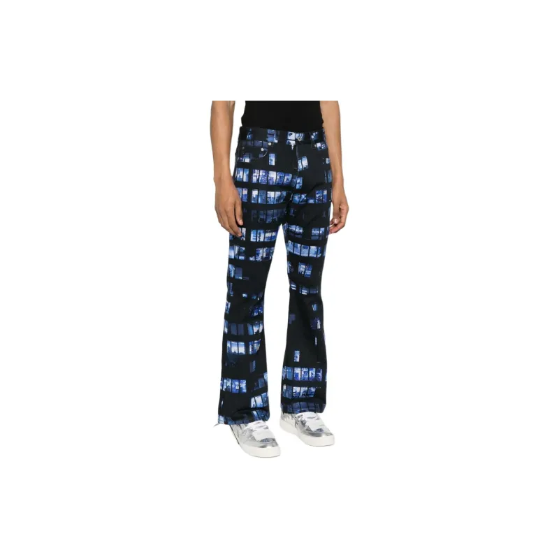 OFF-WHITE Windows-print Flared Jeans-3