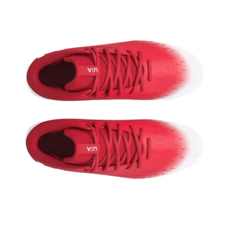 Under Armour Spotlight Franchise 4 Anti Slip Wear Resistant Soccer Shoes Men's Red-3