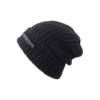 Yi Bu Kang Gray Chunky Knit Fall And Winter Black Beanies Unisex