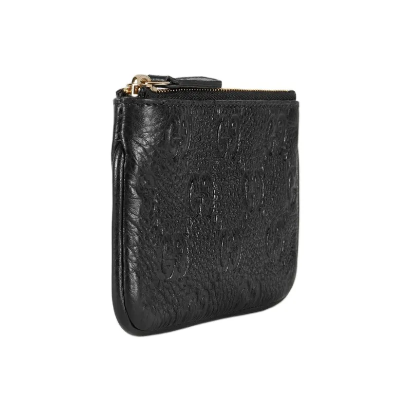 GUCCI Grained Leather Key Pouch Unisex Black-2