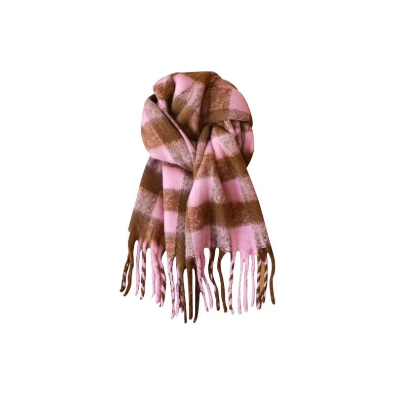 PLAN IN Cotton Polyester Knit Scarves Unisex-1