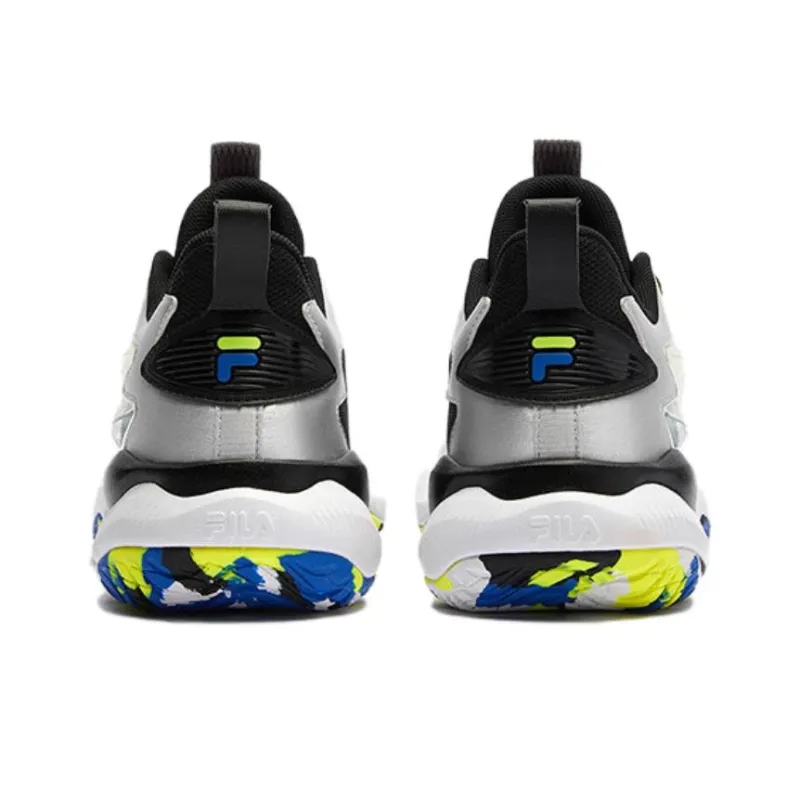 FILA KIDS Anti Slip Wear Resistant Mid Top Children's Basketball Shoes Black White Gray Unisex-6