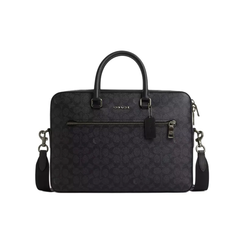 COACH ETHAN Coated Canvas Shoulder Bag, Crossbody Bag, Handbag Large Size Men's Black-0