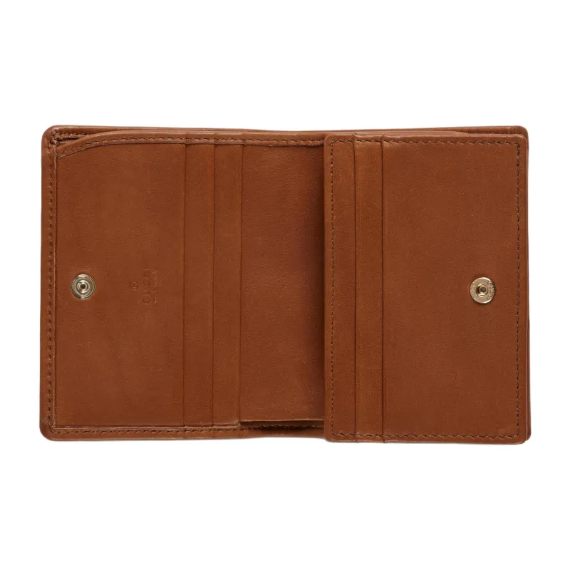 GUCCI Coated Canvas Wallet Mini Unisex Beige & Dark Brown-3