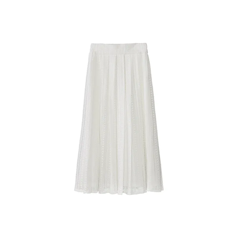 Fstudio Casual Half Length Long Skirt Women's White-1