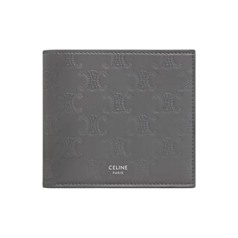 CELINE Calfskin Wallet Unisex Anthracite-0
